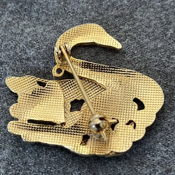 Cloisonné Swan Brooch - Picture 3 of 4